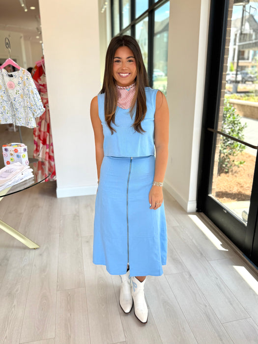 Stitch Detail Midi Skirt