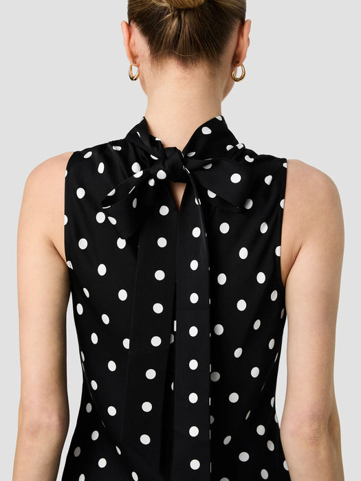 Ennis Polka Dot Sleeveless Bow Top