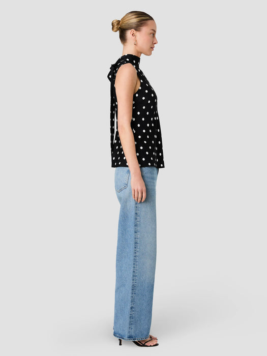 Ennis Polka Dot Sleeveless Bow Top