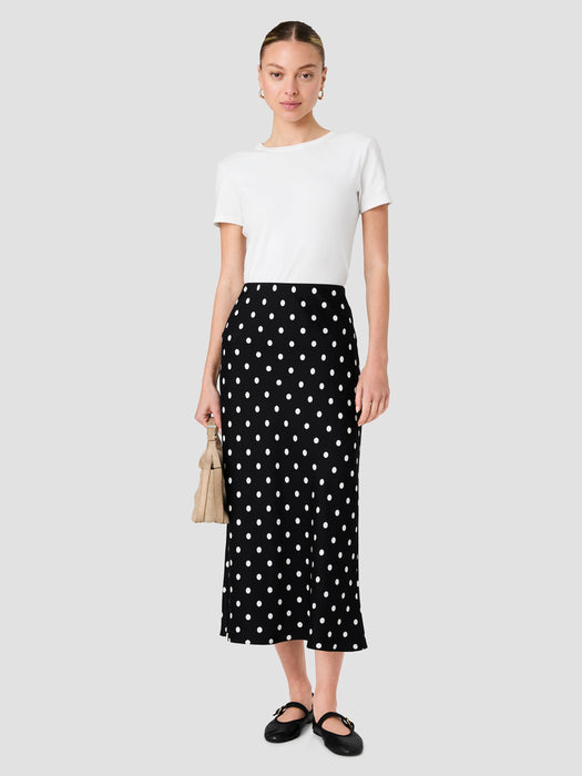 Ennis Satin Polka Dot Midi Skirt