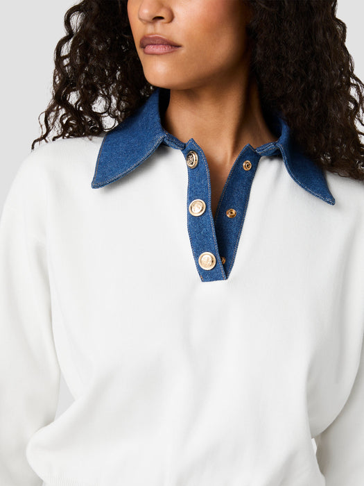 Maxime Knit Denim Collared Sweater