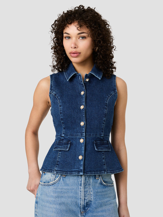 Delaney Button Front Peplum Top