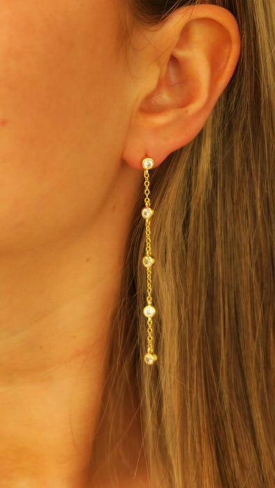 Inset Stone Linear Earrings