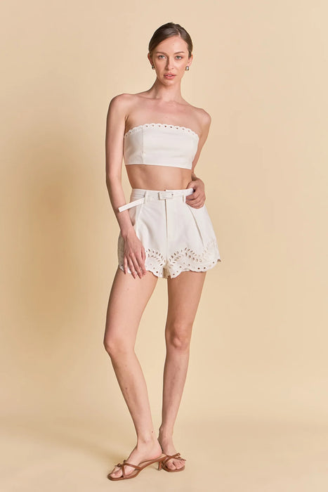 Embroidered Strapless Crop Top