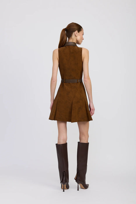 Eloise Suede + Leather Belted Dress