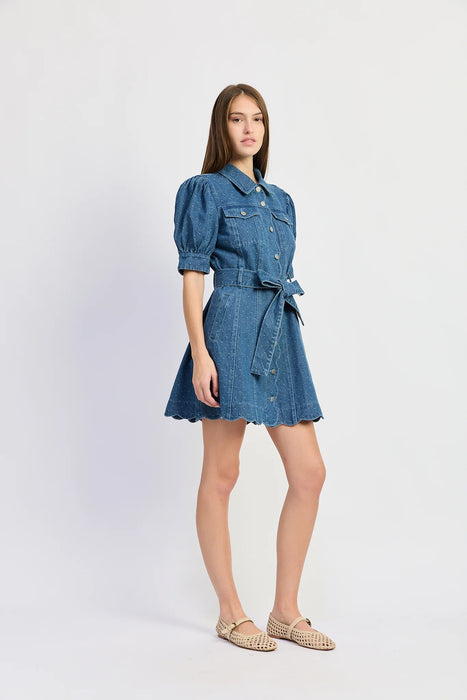 Pin Dot Tie Waist Mini Dress
