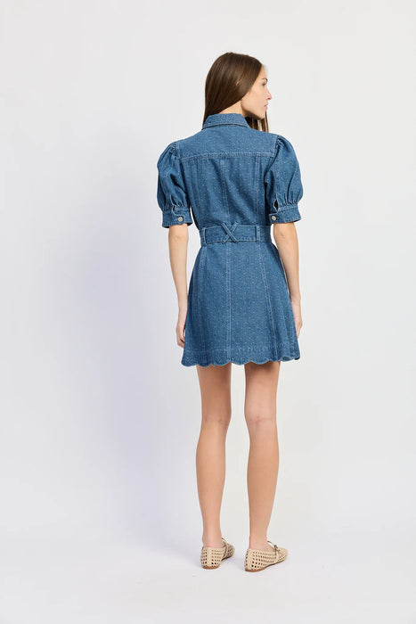 Pin Dot Tie Waist Mini Dress