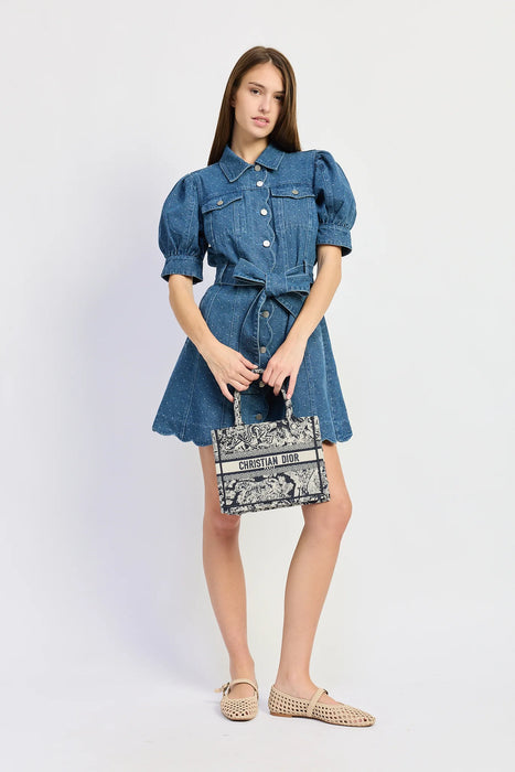 Pin Dot Tie Waist Mini Dress