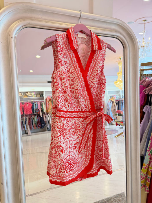 Printed Linen Wrap Romper