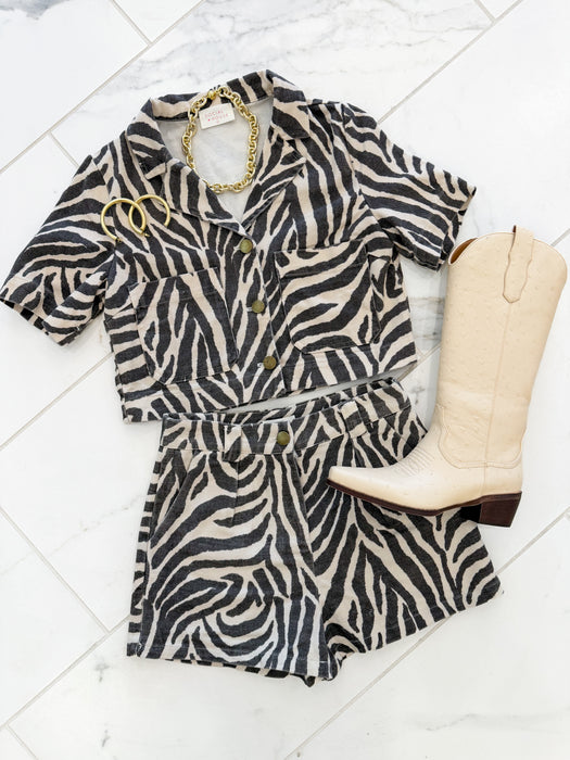 High Waist Zebra Shorts