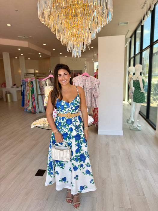 Floral Belted Midi Dress