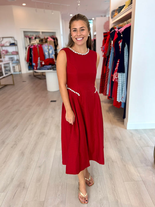 Rhinestone Ruched Midi Dress