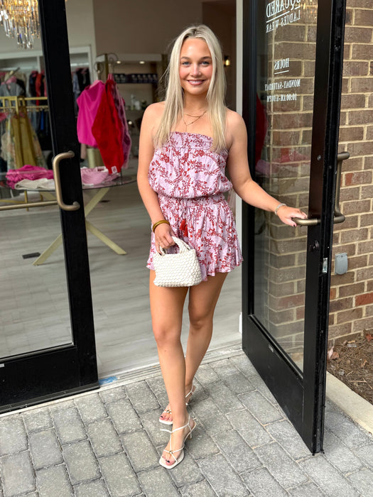 Strapless Floral Romper