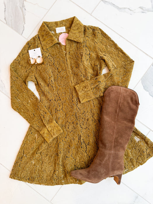 Long Sleeve Lace Mini Dress