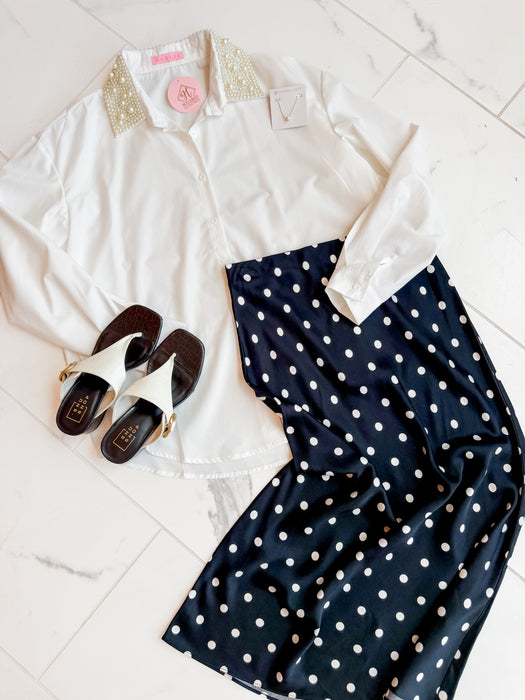 Pearl Collar Poplin Top