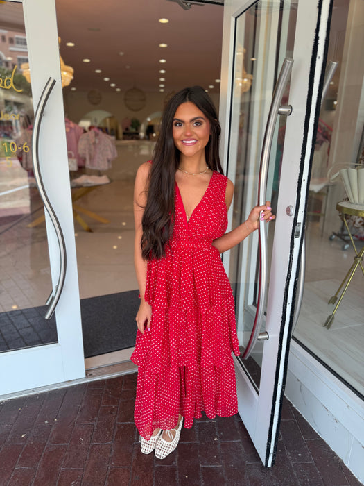 Tiered Polka Dot Midi Dress