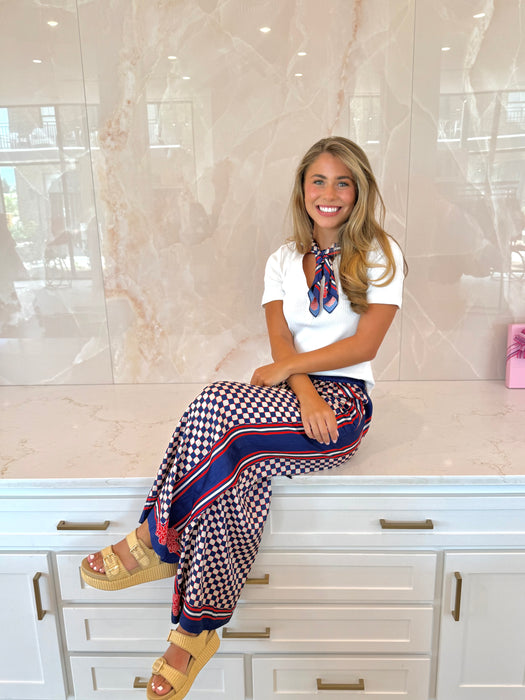 Silk Printed Wide Leg Pants
