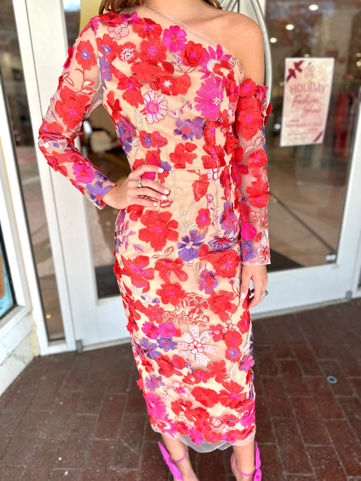 Electric Long Sleeve Floral Dress