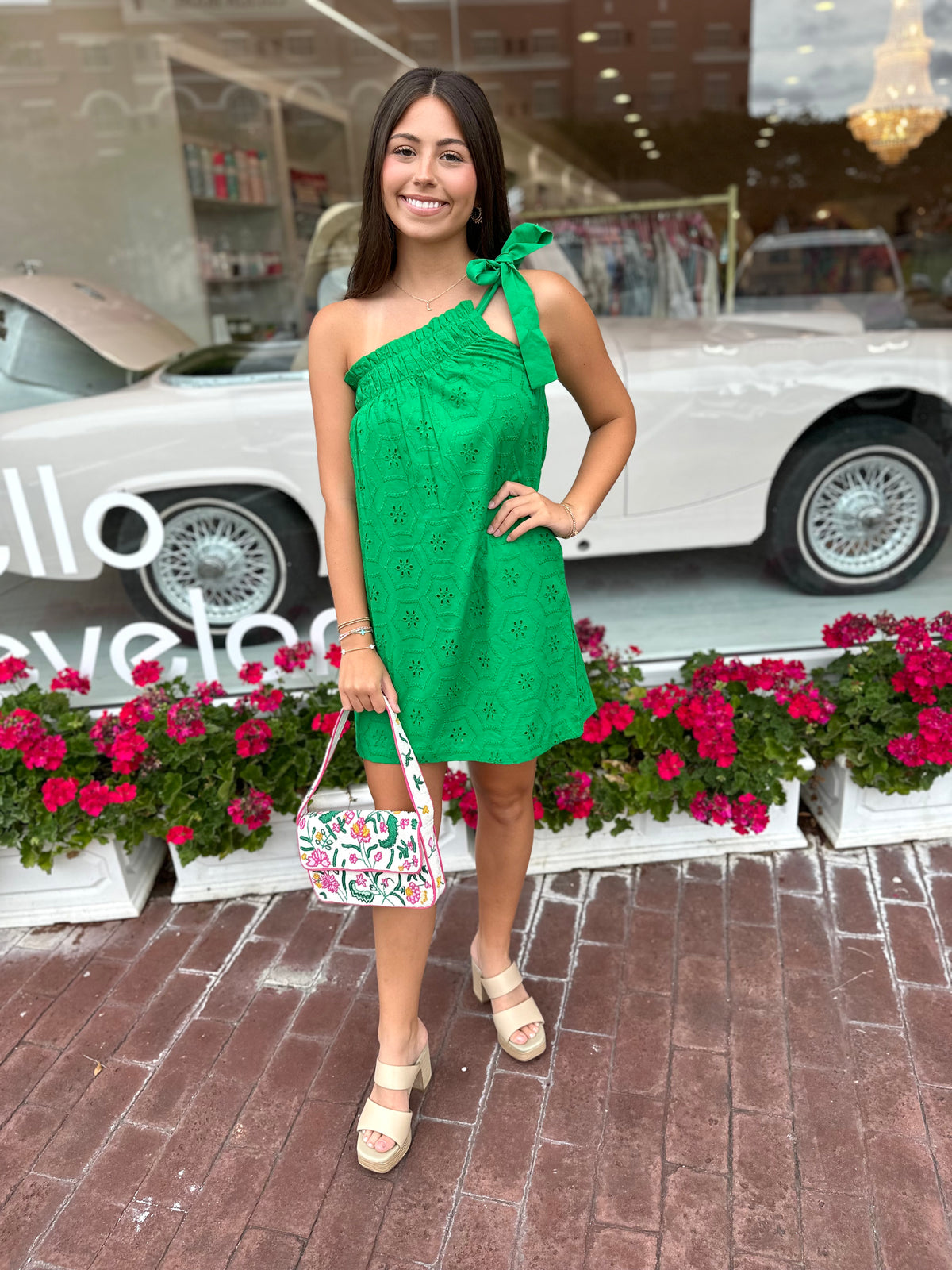 one shoulder eyelet dress One-Shoulder Eyelet Midi Dress