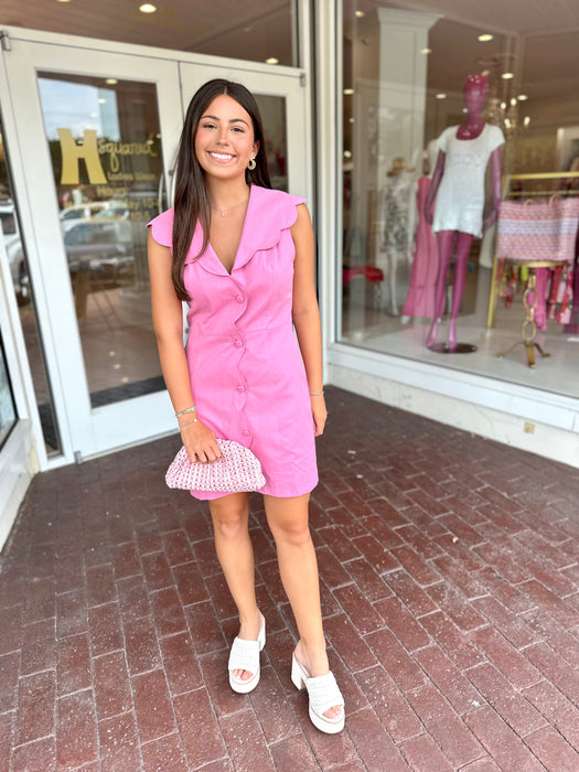 Scalloped Button Down Dress