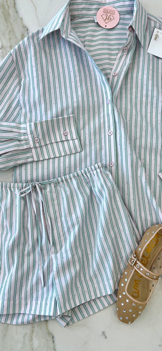 Rhinestone Stripe Button Down