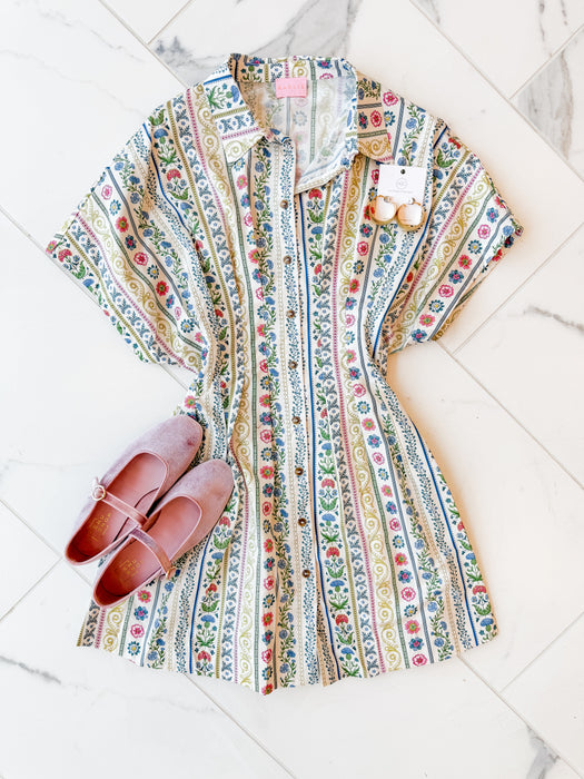 French Cottage Floral Shirt Dress