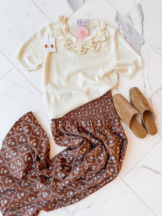 Floral Smock Tier Maxi Skirt