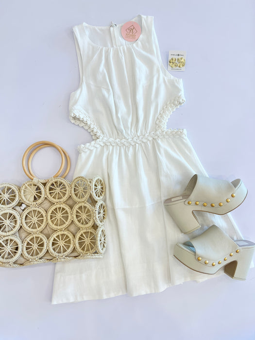 Linen Braided Cut Out Dress