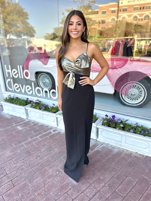 Combo Fabric Column Gown