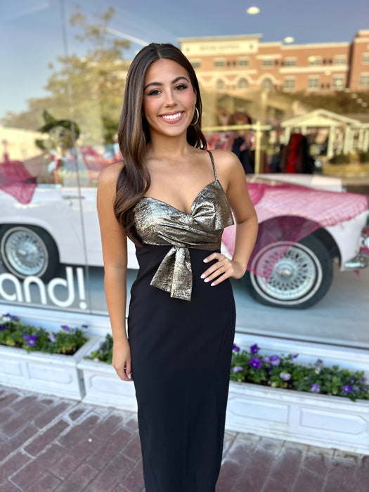 Combo Fabric Column Gown