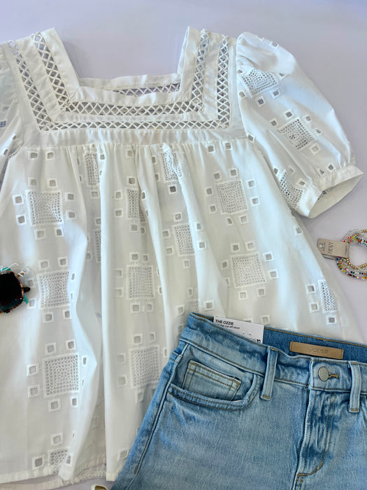 Square Neck Embroidered Top