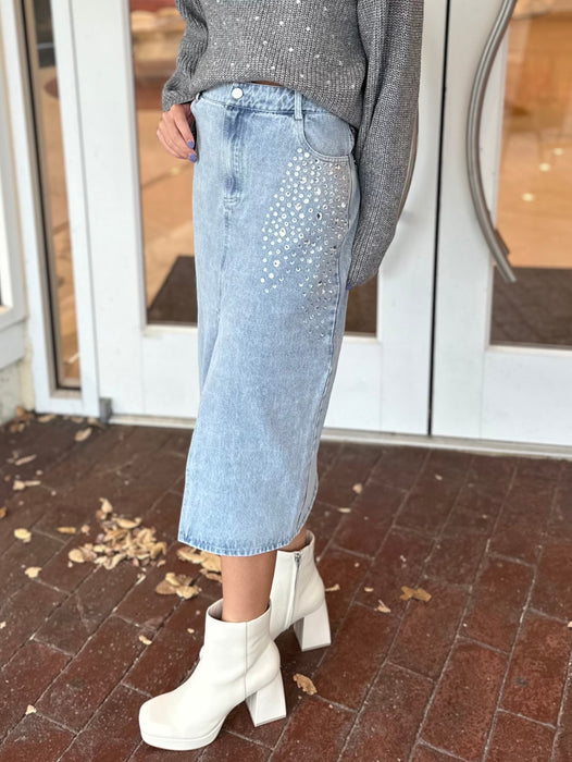 Rhinestone Denim Skirt