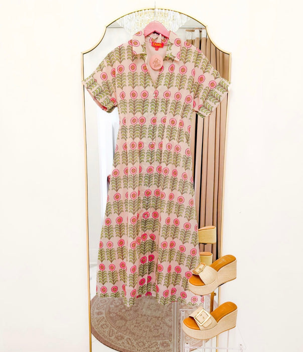 Short Sleeve Floral Button Maxi