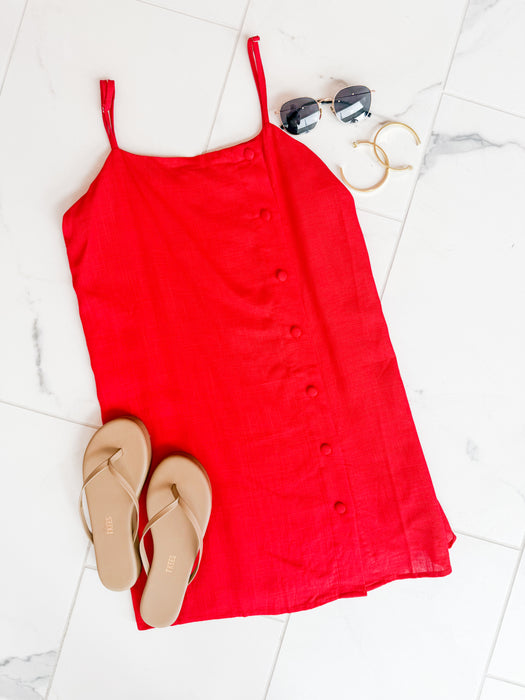 Square Neck Button Up Mini Dress