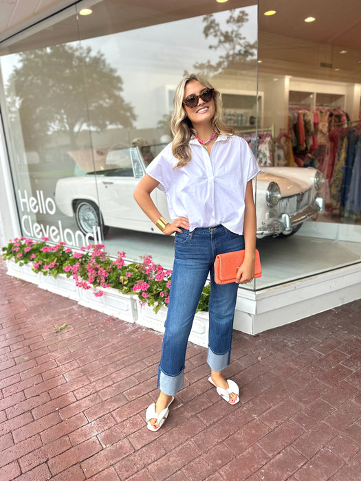 Poplin V Neck Top