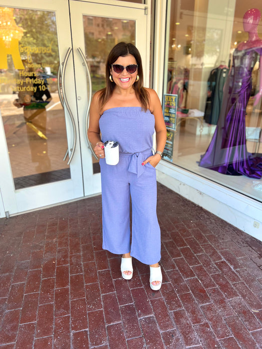 Strapless Tie Waist Jumpsuit
