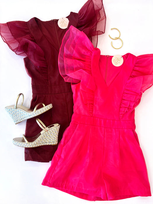 Organza Flutter Sleeve Romper