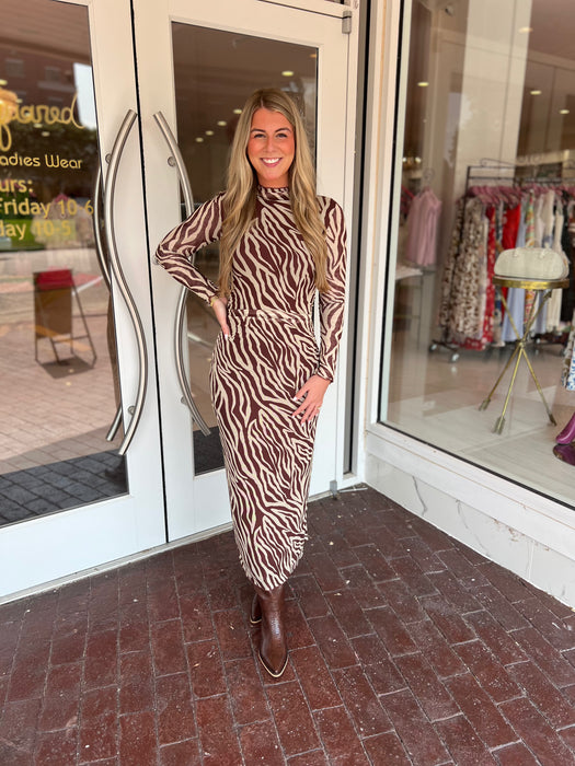 Sevilla Zebra Mesh Midi Dress