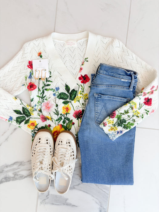 Floral Printed Sweater Cardigan