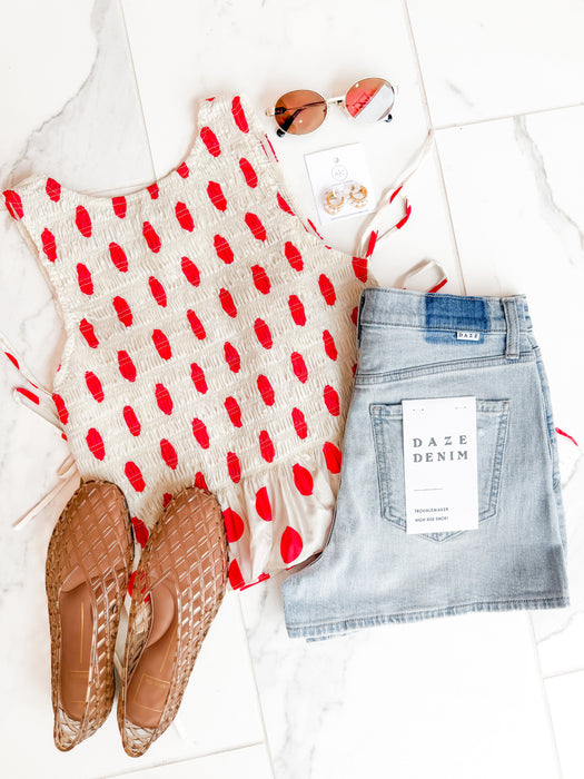 Maeve Smocked Polka Dot Top