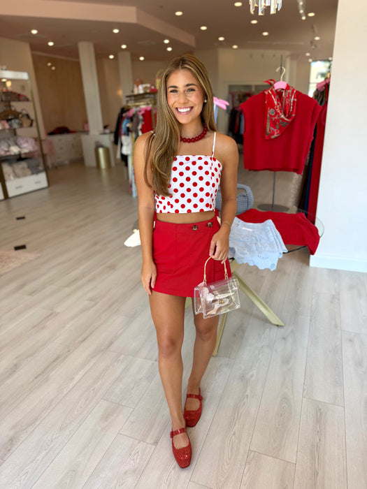 Polka Dot Sleeveless Crop Top