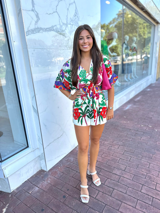 Tropical Scarf Print Top