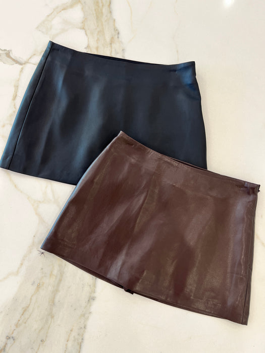 Faux Leather Skort