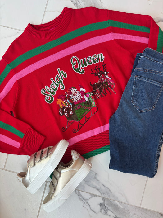 'Sleigh Queen' Stripe Sweater