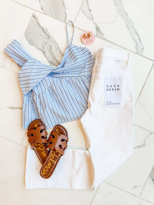 One Shoulder Stripe Twist Top