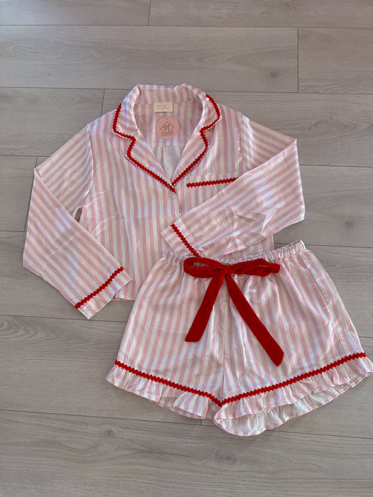 Stripe Velvet Trim PJ SET