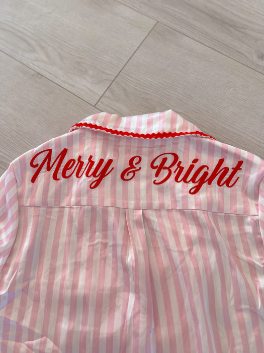 Stripe Velvet Trim PJ SET