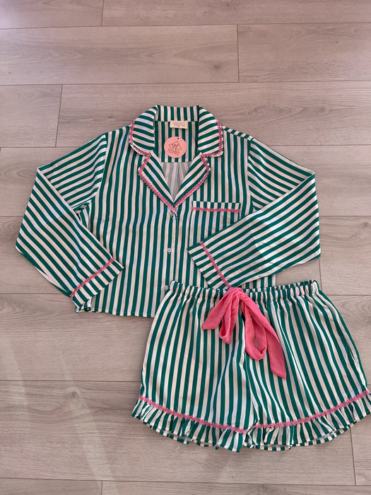 Stripe Velvet Trim PJ SET