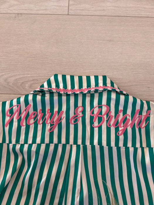 Stripe Velvet Trim PJ SET