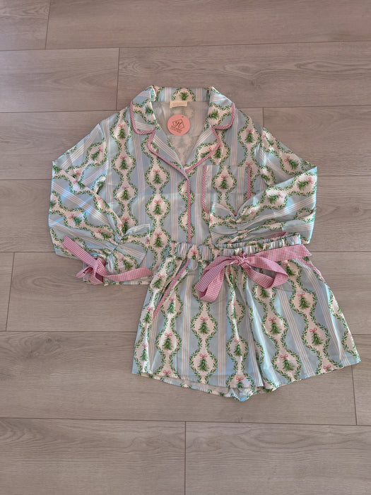 Christmas Print Gingham PJ Set